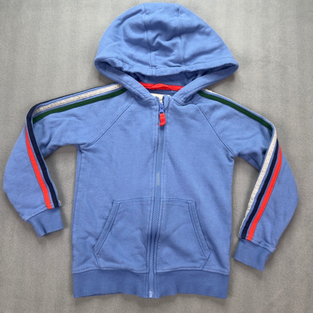 Mini Boden Blue Striped Zip Hoodie Kids Size 6-7Y